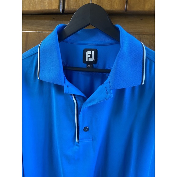 Footjoy FJ Polo Shirt Mens Large Blue Short Sleeve Golf Apparel - Picture 1 of 8